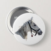 Weißes Pferd Button (Vorne & Hinten)