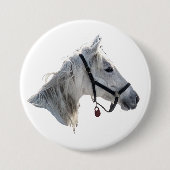 Weißes Pferd Button (Vorderseite)
