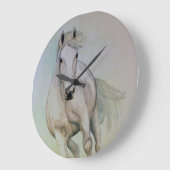Weißes Pferd, das AcrylWanduhr malt Große Wanduhr (Winkel)