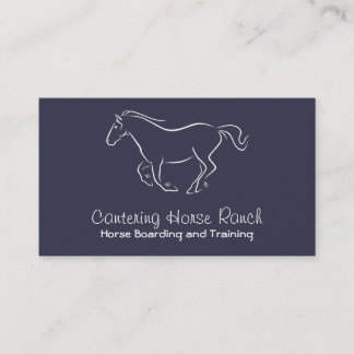 Weißes Pferd, das auf Blau langsam galoppiert Visitenkarte