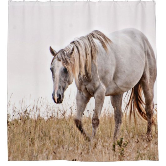 weißes Pferd Duschvorhang (Vorderseite)