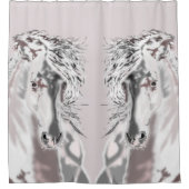Weißes Pferd - Duschvorhang (Vorderseite)