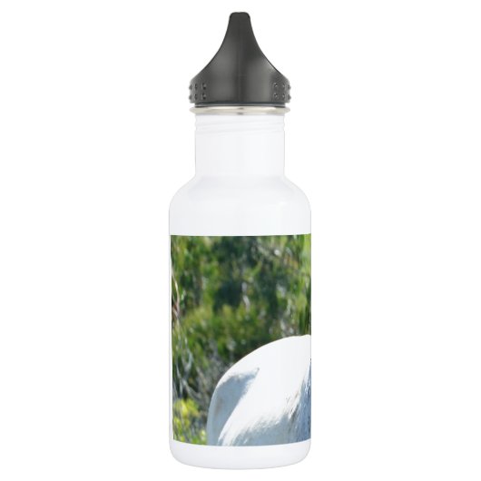Weißes Pferd. Edelstahlflasche (Links)