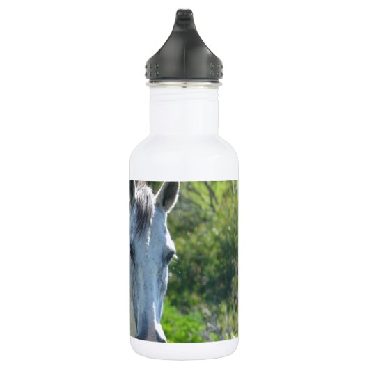 Weißes Pferd. Edelstahlflasche (Rechts)