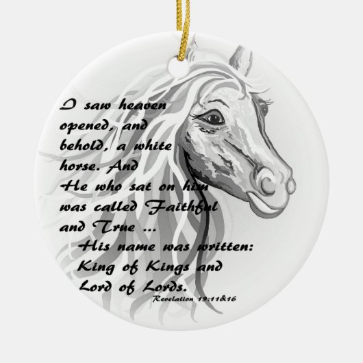 Weißes Pferd eines Königs Keramik Ornament (Vorne)