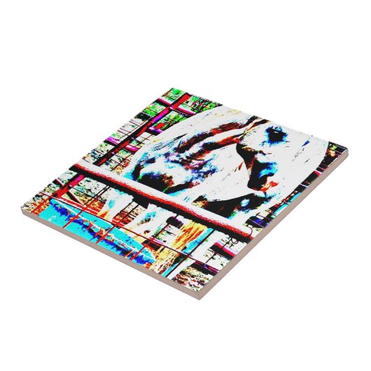 Weißes Pferd Fliese (Seite)