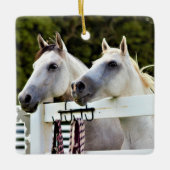 Weißes Pferd Foto Keramikornament (Vorderseite)