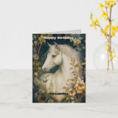 Weißes Pferd Geburtstag Karte (Gelbe Blume)