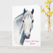 Weißes Pferd Geburtstag Karte (Gelbe Blume)