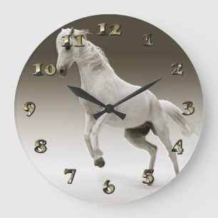 Weißes Pferd Große Wanduhr