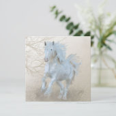 Weißes Pferd - Grußkarte Feiertagskarte (Stehend Vorderseite)