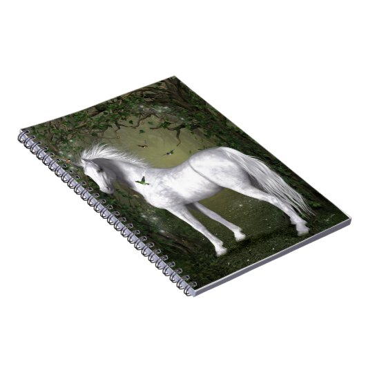 Weißes Pferd im HolzNotebook Notizblock (Rechte Seite)