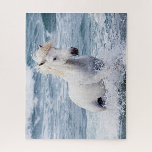 Weißes Pferd im Jigsaw-Puzzle Puzzle (Vertikal)