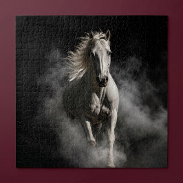 Weißes Pferd im Rauch Puzzle