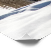 Weißes Pferd im Schnee Fotodruck (Ecke)