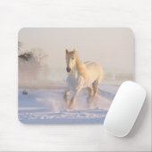 weißes Pferd im Schnee Mousepad (Mit Mouse)
