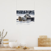 Weißes Pferd im Schnee Poster (Küche)