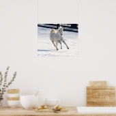 Weißes Pferd im Schnee Poster (Küche)