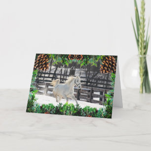 Weißes Pferd im Schnee Weihnachtskarte Karte