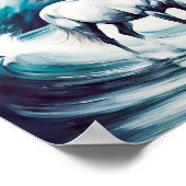 Weißes Pferd im Sturmmeer Poster (Ecke)
