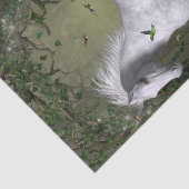 Weißes Pferd im Wald mit Vögeln Seidenpapier (Ausschnitt)