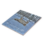 Weißes Pferd im Winterschnee Fliese (Seite)