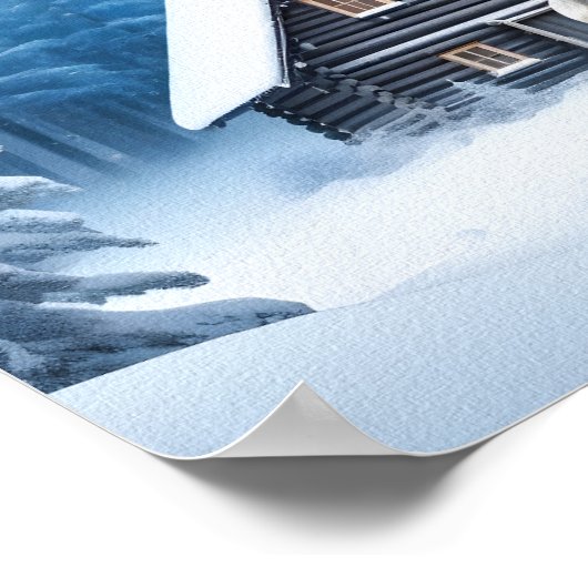 Weißes Pferd im Winterwald Poster (Ecke)