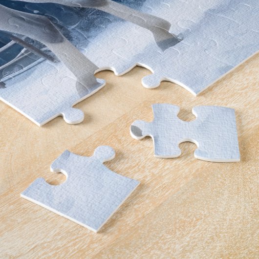 Weißes Pferd im Winterwald Puzzle (Seite)