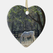 Weißes Pferd in Bäumen Keramik Ornament (Rechts)