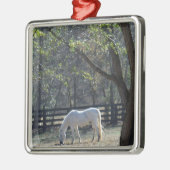 Weißes Pferd in Bäumen Silbernes Ornament (Links)