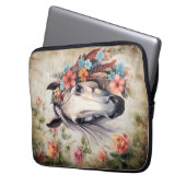 Weißes Pferd in Blumen. Laptopschutzhülle (Vorderseite Links)
