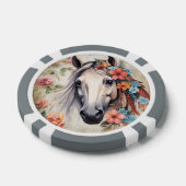 Weißes Pferd in Blumen. Pokerchips (Einzeln)