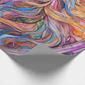 Weißes Pferd in Buntglas Geschenkpapier (Ecke)