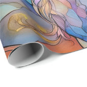 Weißes Pferd in Buntglas Geschenkpapier (Rolleneckpunkt)