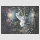 Weißes Pferd in einer Friedlichen Oase Seidenpapier (Vorderseite)