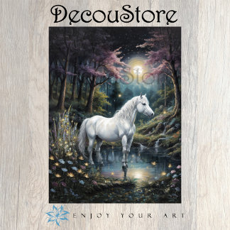 Weißes Pferd in einer Friedlichen Oase Seidenpapier