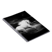 Weißes Pferd in Schwarz und Weiß Notizblock (Rechte Seite)