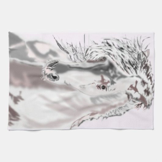 Weißes Pferd Küchentuch (Horizontal)