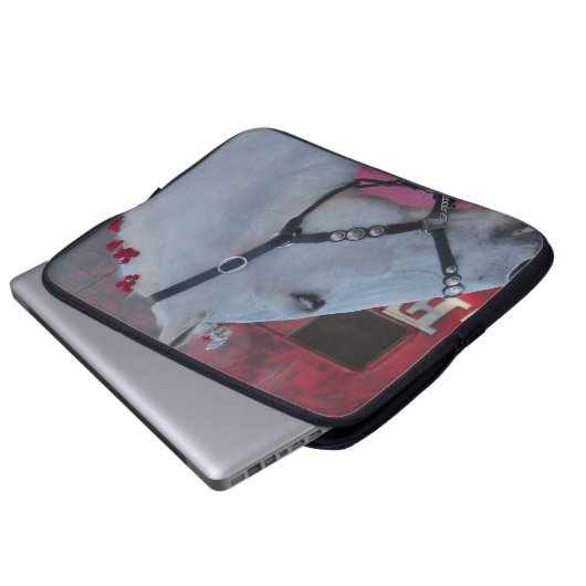 Weißes Pferd Laptopschutzhülle (Vorne Knopf)