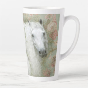 Weißes Pferd - Latte Tasse, Tasse, Cup Milchtasse