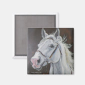 Weißes Pferd Magnet (Vorderseite/Rückseite)