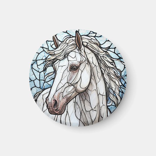 Weißes Pferd Magnet (Vorne)