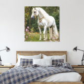 Weißes Pferd mit blühender Mane Leinwanddruck (Insitu (Schlafzimmer))