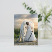 Weißes Pferd mit Bride Postkarte (Stehend Vorderseite)