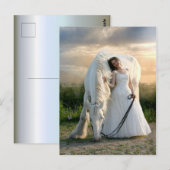 Weißes Pferd mit Bride Postkarte (Vorne/Hinten)