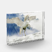 Weißes Pferd mit Flügeln Fotoblock (Links)