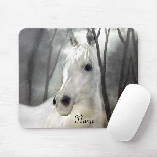 Weißes Pferd mit Namen Mousepad (Mit Mouse)