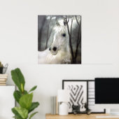 Weißes Pferd mit Namen Poster (Heimbüro)