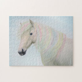 Weißes Pferd mit pastellfarbenem Haar Puzzle