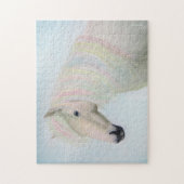 Weißes Pferd mit pastellfarbenem Haar Puzzle (Vertikal)